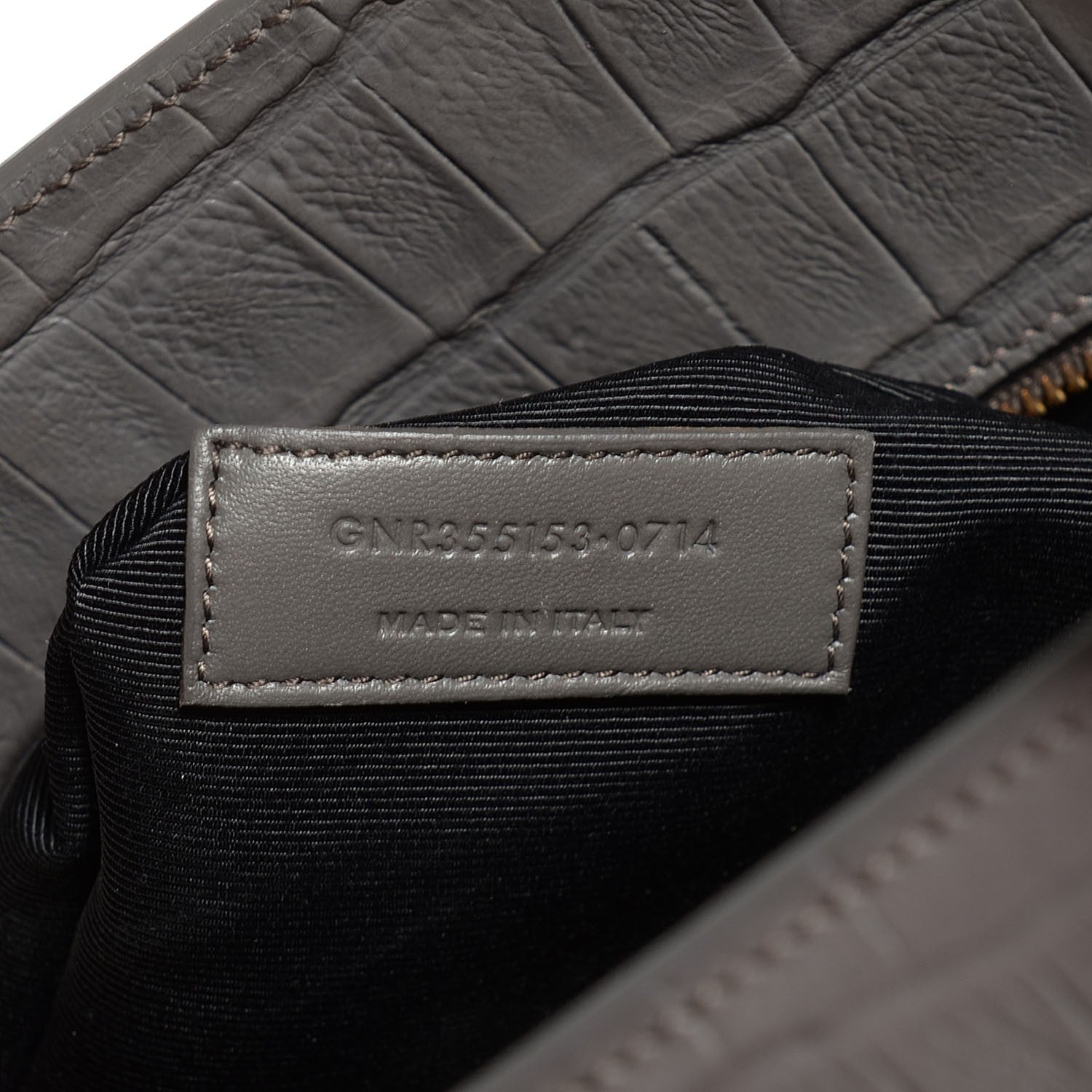 Saint Laurent Calfskin Crocodile Embossed Small Sac De Jour Fog 7 of 9
