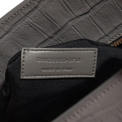 Saint Laurent Calfskin Crocodile Embossed Small Sac De Jour Fog 7 of 9
