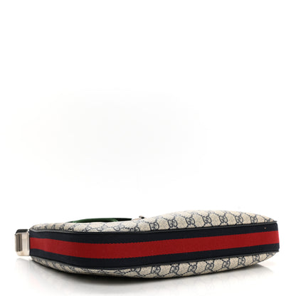 Gucci GG Supreme Monogram Textured Calfskin Web Large Attache Shoulder Bag Beige Blue 4 of 10
