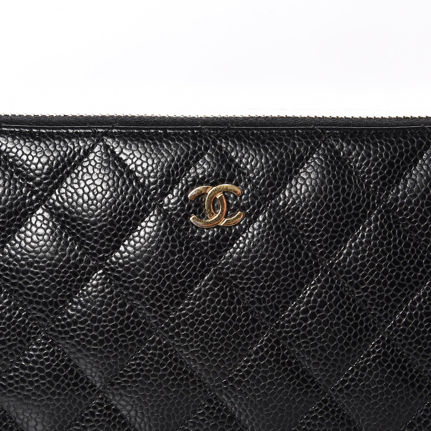 Caviar Quilted Large Zip Around Organizer Wallet Black