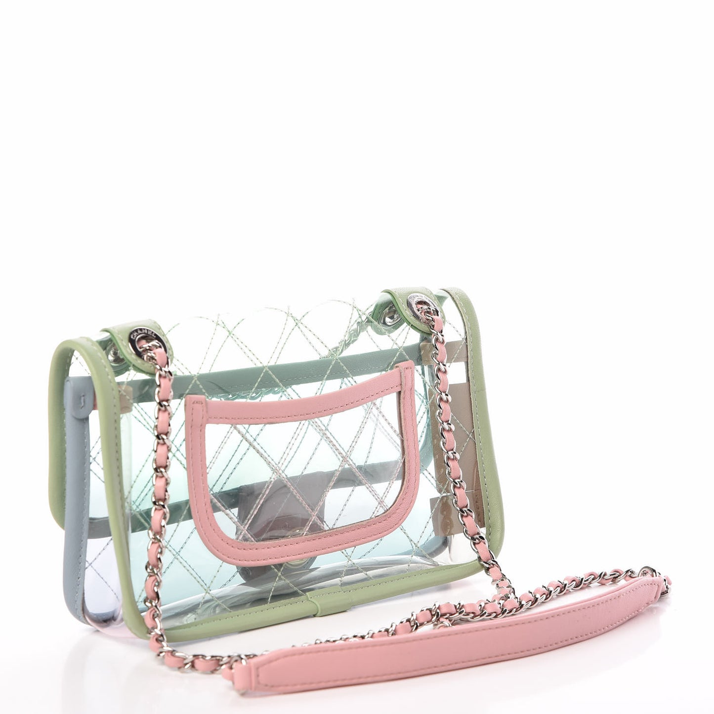 Lambskin PVC Quilted Mini Coco Splash Flap Blue Green