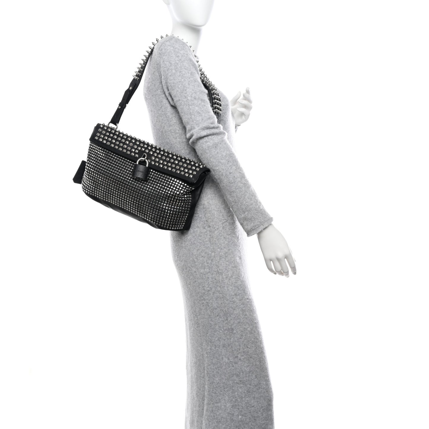 Calfskin Studded Dalston Shoulder Bag Black