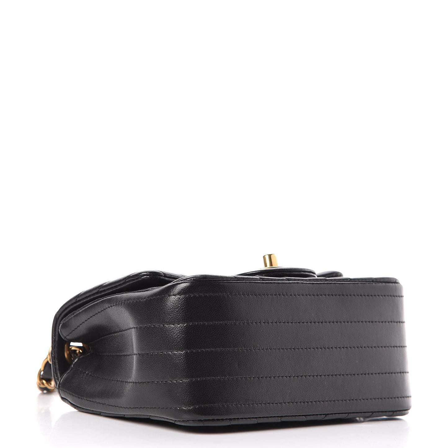Lambskin Chevron Quilted Mini Square Flap Black