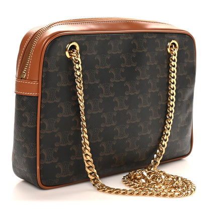 Celine Triomphe Canvas Calfskin Medium Patapans Tan 2 of 8