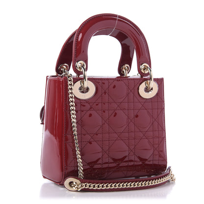 Christian Dior Patent Cannage Mini Lady Dior Red 3 of 9