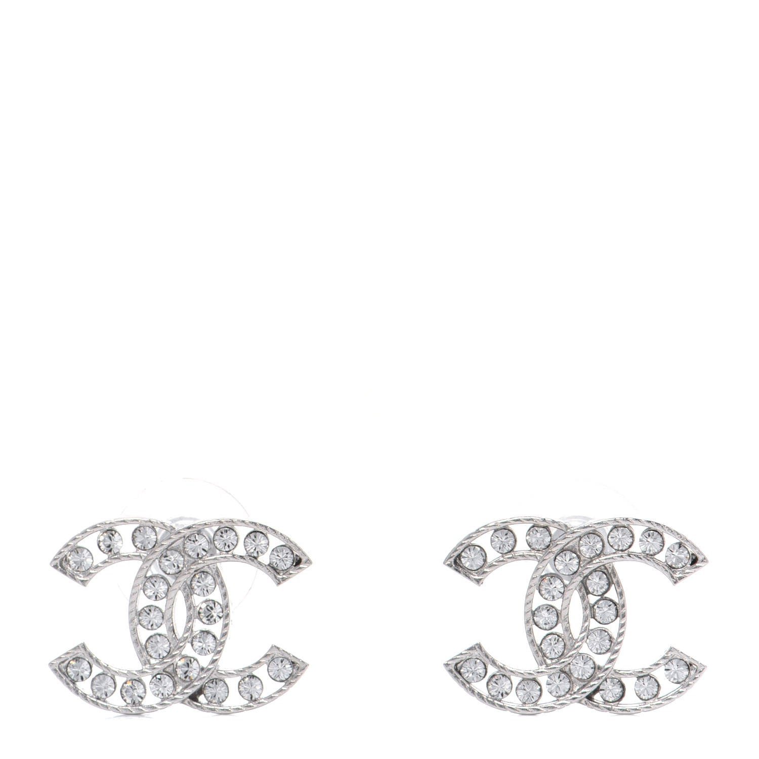 Chanel Crystal CC Earrings Silver 1 of 4
