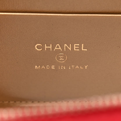 Chanel Lambskin Quilted Small Pearl Crush Vanity Case With Chain Red 6 of 15