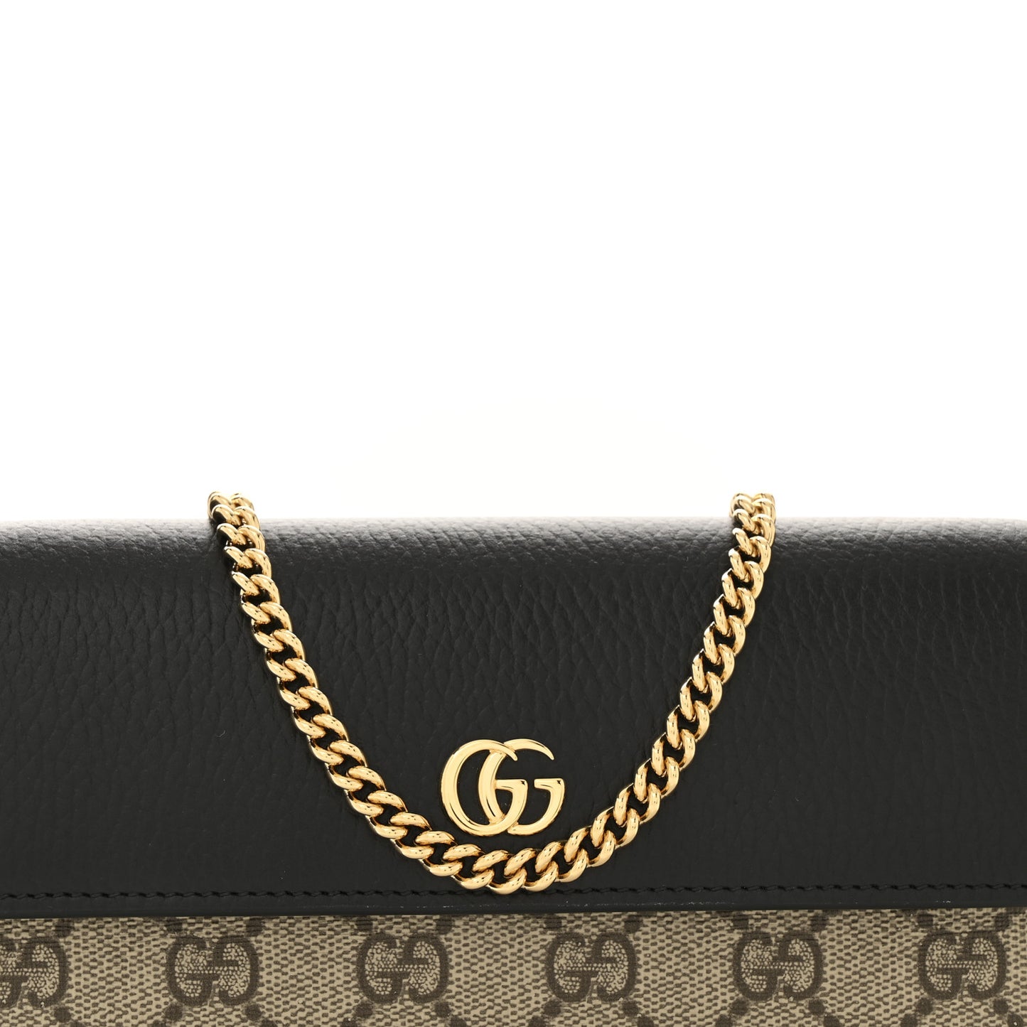 Dollar Calfskin GG Supreme Monogram Petite GG Marmont Wallet Chain Bag Black Beige Ebony