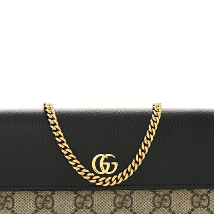 Gucci Dollar Calfskin GG Supreme Monogram Petite GG Marmont Wallet Chain Bag Black Beige Ebony 9 of 11