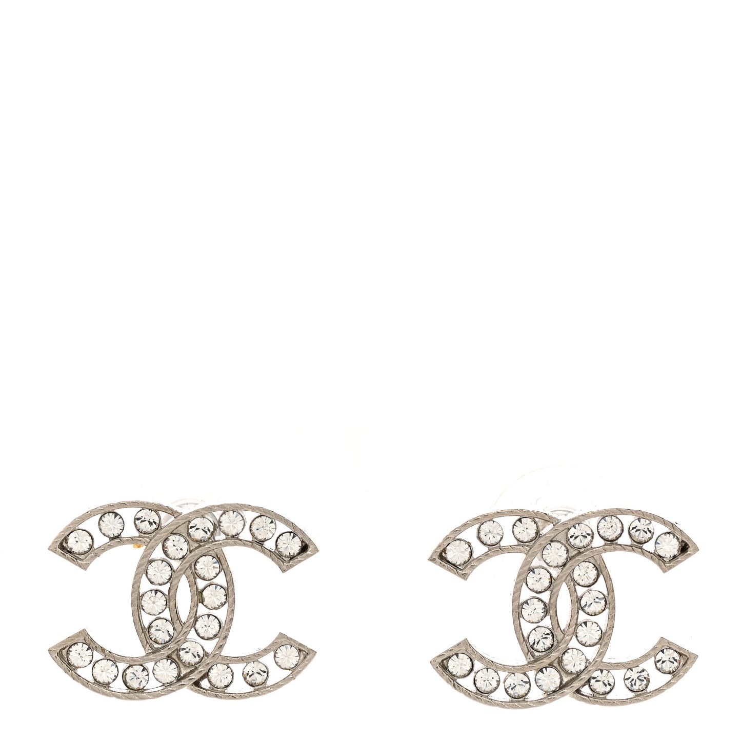 Crystal CC Chain Earrings Silver