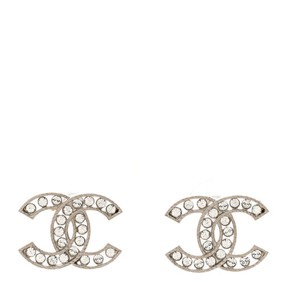 Chanel Crystal CC Chain Earrings Silver 1 of 5