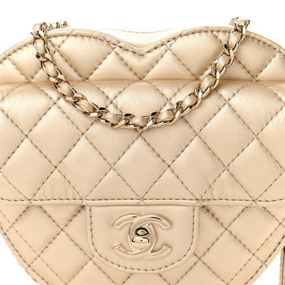 Chanel Metallic Lambskin Quilted CC In Love Heart Bag Gold 8 of 11