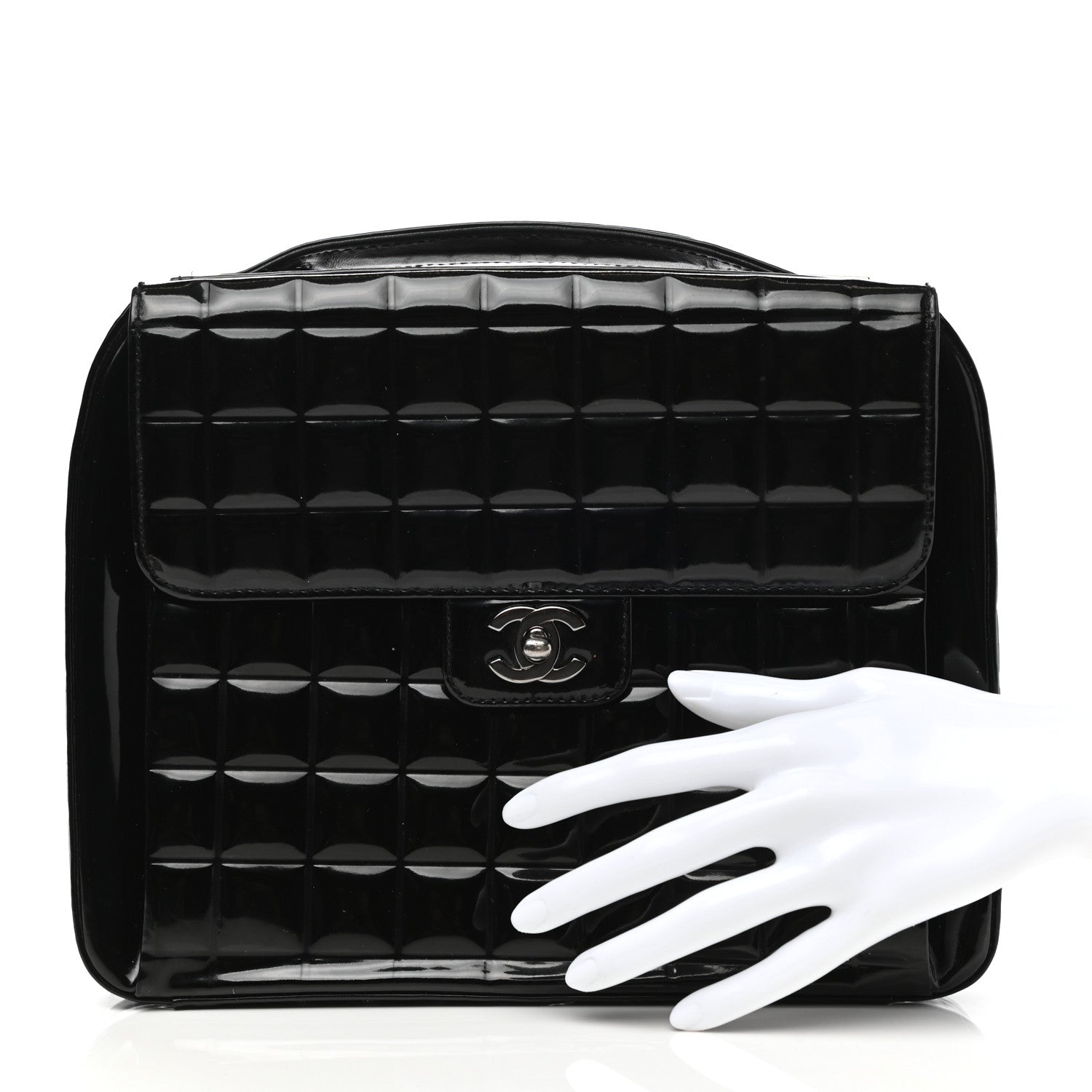 Chanel Patent Quilted Chocolate Bar Top Handle Bag Black 2 of 9