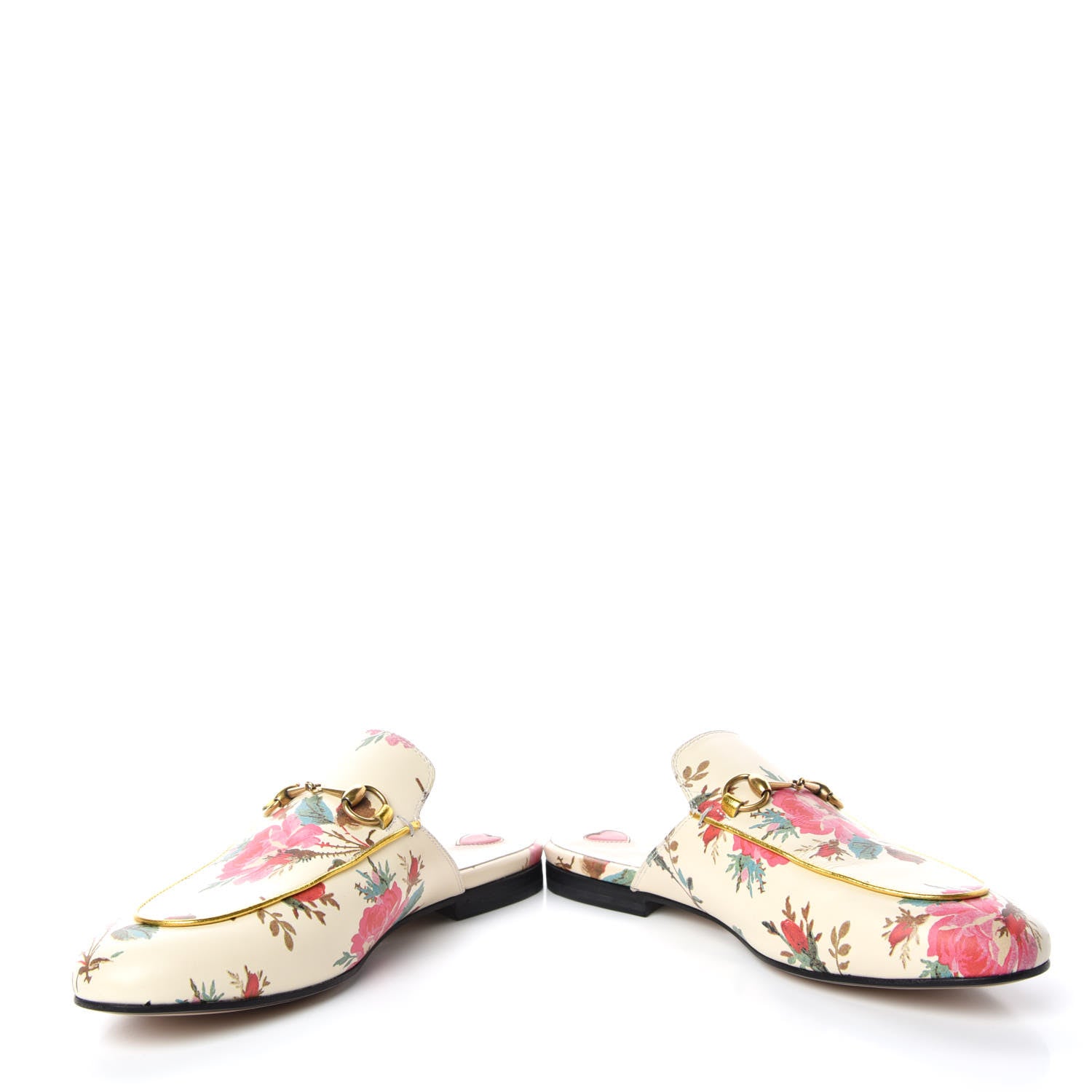 Gucci Calfskin Stamp Allover Rose Princetown Slippers 38 Beige 5 of 11
