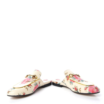 Gucci Calfskin Stamp Allover Rose Princetown Slippers 38 Beige 5 of 11