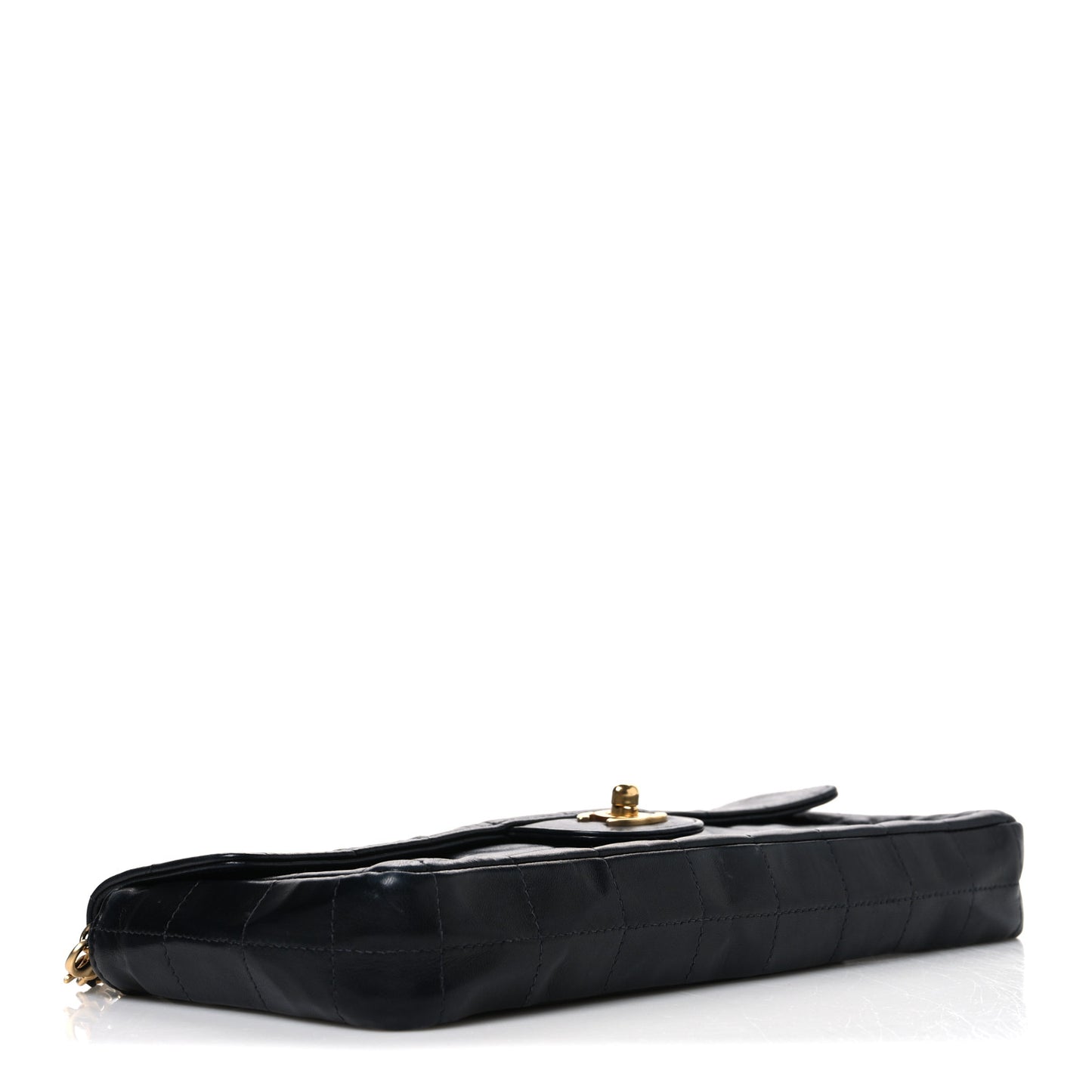 Lambskin East West Chocolate Bar Flap Black