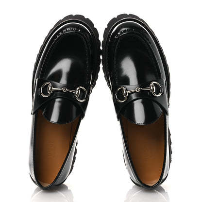 Gucci Cordovan Lux Womens Horsebit 45mm Platform Loafers 38.5 Black 2 of 12