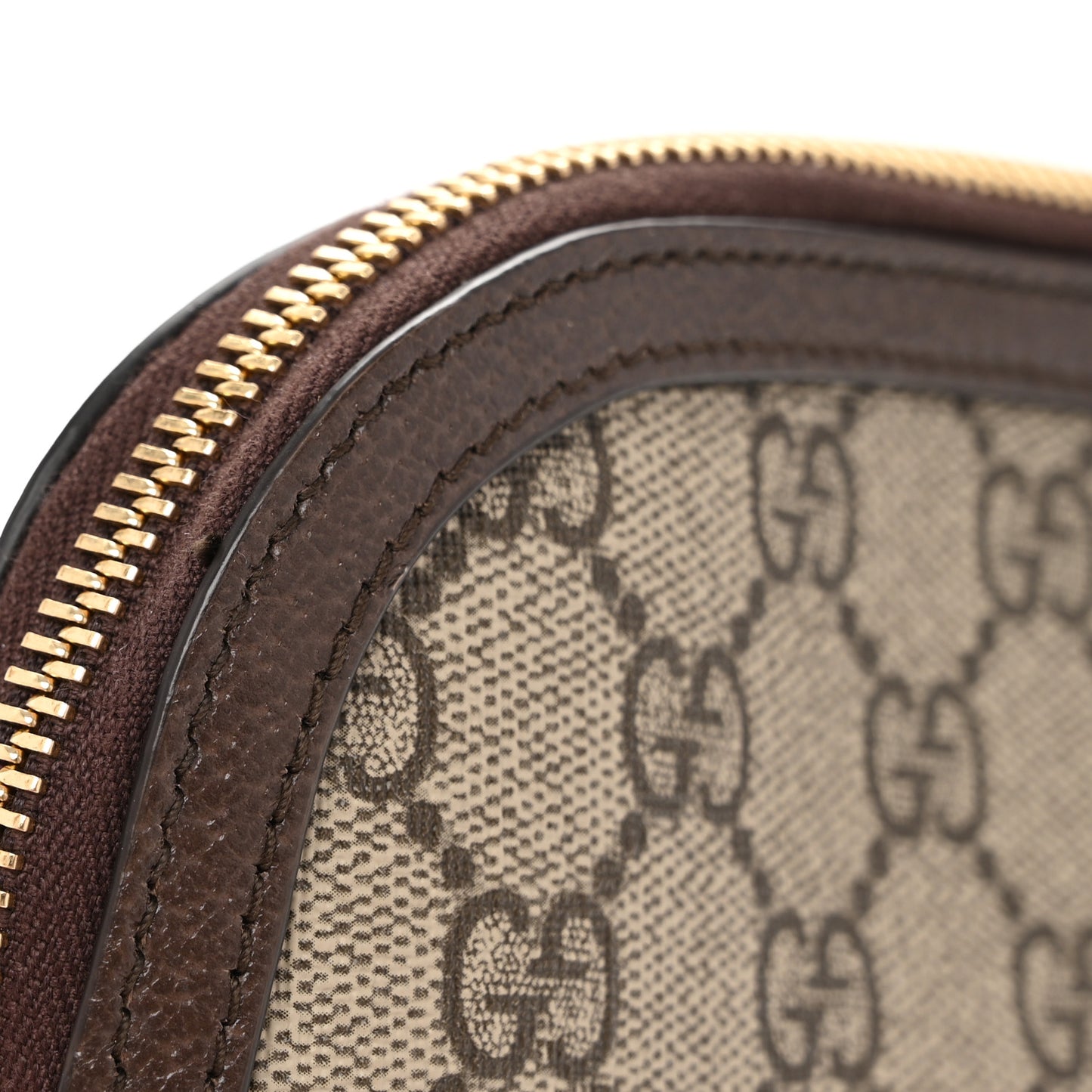 GG Supreme Monogram Textured Calfskin Web Medium Ophidia Cosmetic Case Beige Ebony New Acero