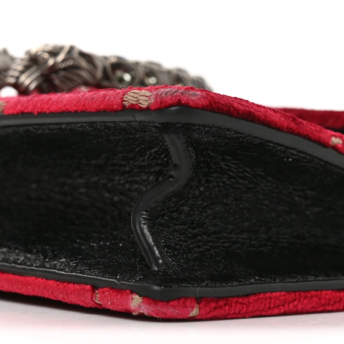 Velvet GG Monogram Super Mini Dionysus Shoulder Bag Red Cipria Black