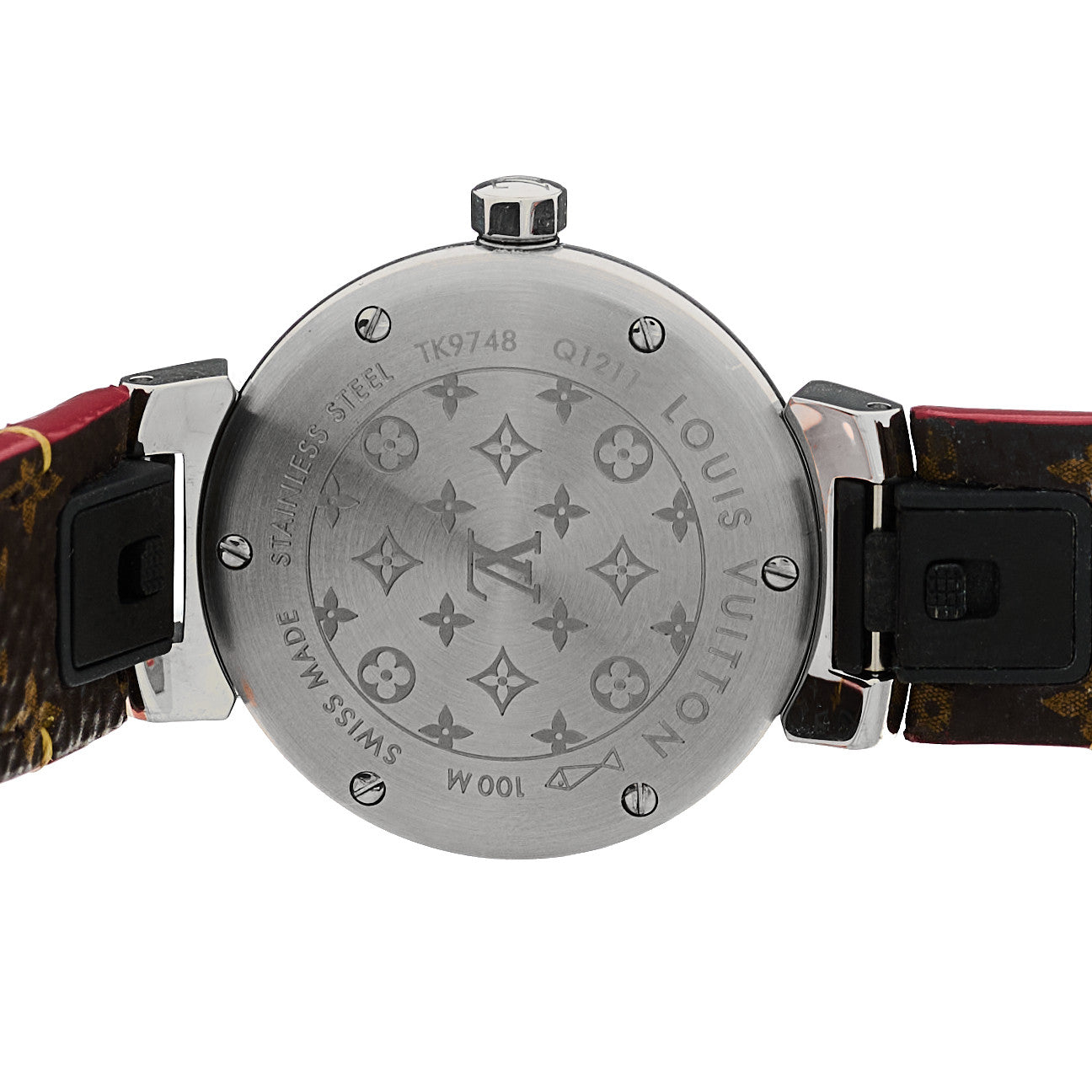 Louis Vuitton Stainless Steel Monogram 28mm Tambour Quartz Watch Brown 2 of 4