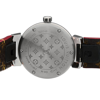 Louis Vuitton Stainless Steel Monogram 28mm Tambour Quartz Watch Brown 2 of 4