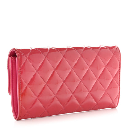 Chanel Patent Quilted Large Gusset Flap Wallet Pink 3 of 11