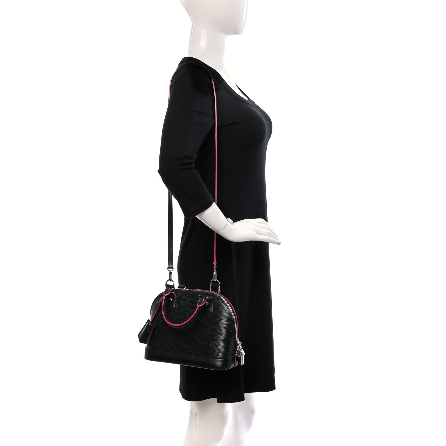 Louis Vuitton Epi Alma BB Black Hot Pink 2 of 10