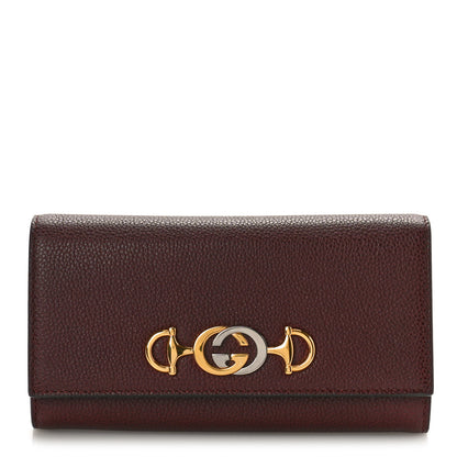 Gucci Grainy Calfskin Zumi Continental Wallet Vintage Bordeaux 1 of 8