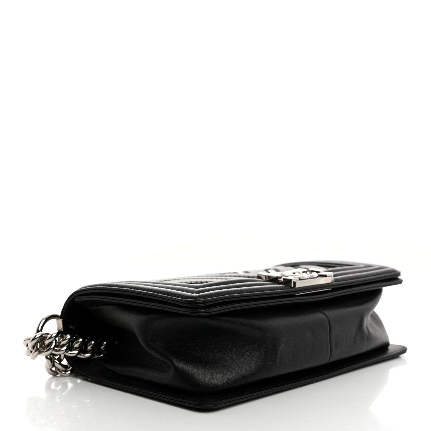Chanel Lambskin Iridescent PVC Chevron Quilted Medium Boy Flap Black Silver 4 of 11