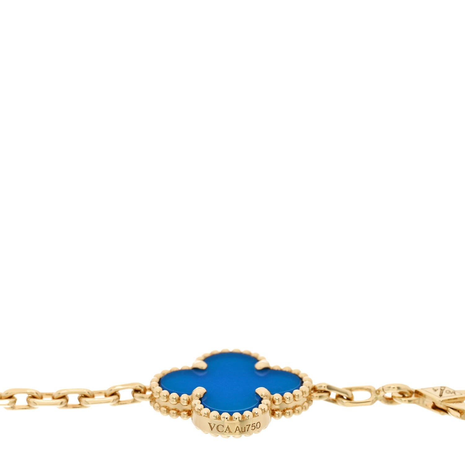 Van Cleef & Arpels 18K Yellow Gold Blue Agate 5 Motifs Vintage Alhambra Bracelet 3 of 5