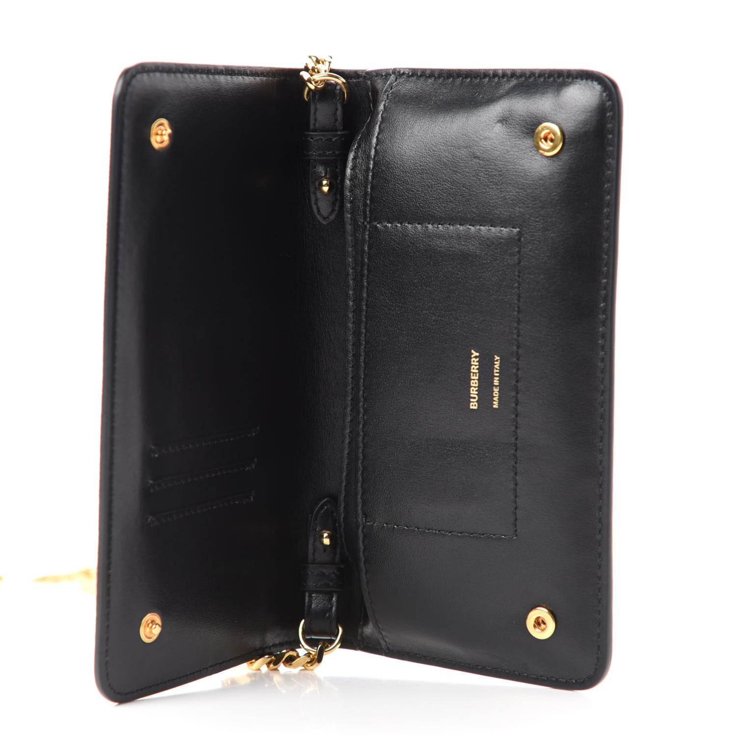 Burberry Grainy Calfskin Rowe TB Phone Wallet On Chain Black 5 of 11