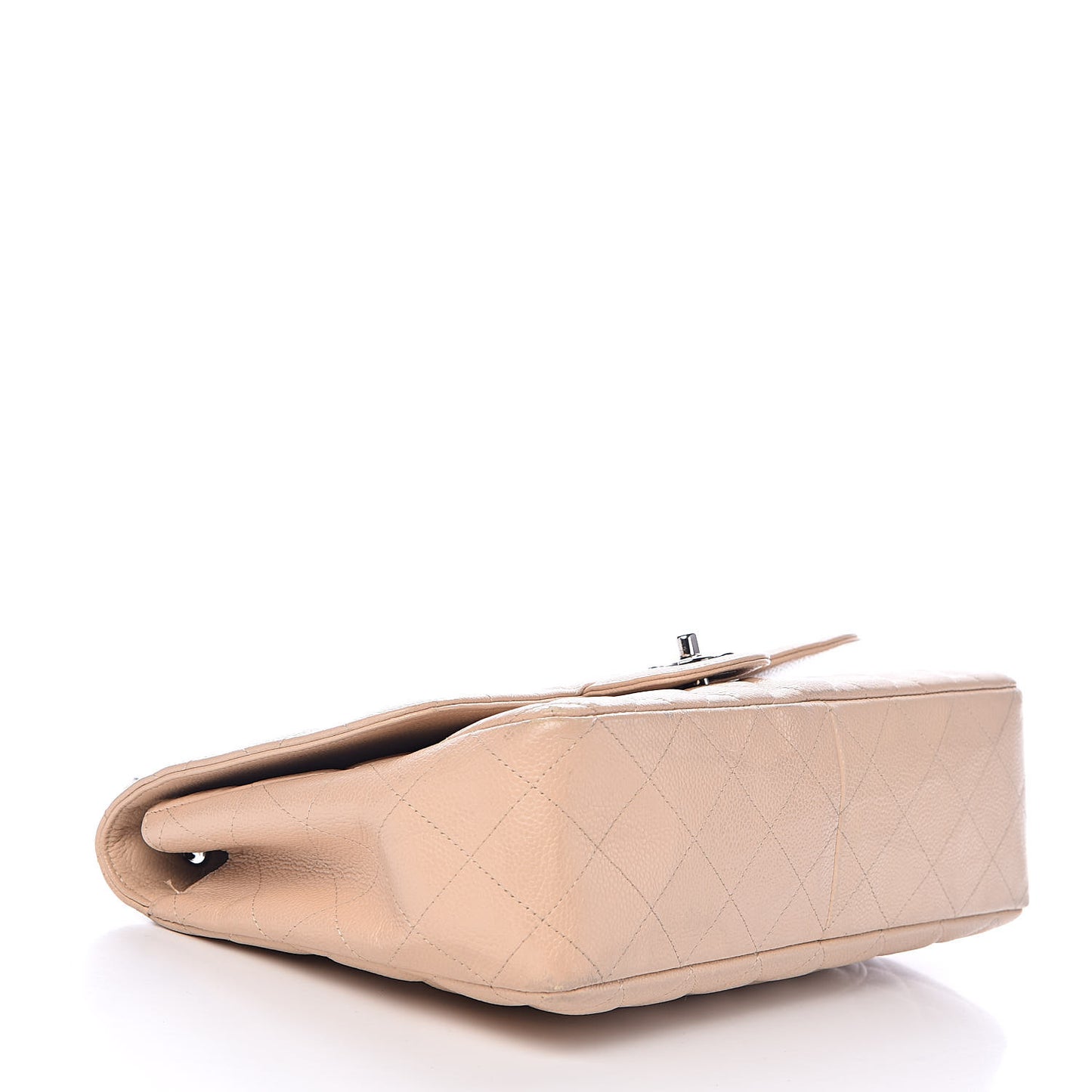Caviar Quilted Jumbo Single Flap Beige Clair