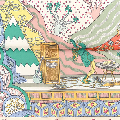 Hermes Silk Le Premier Chant Scarf 90 Abricot Ciel Vert 2 of 3