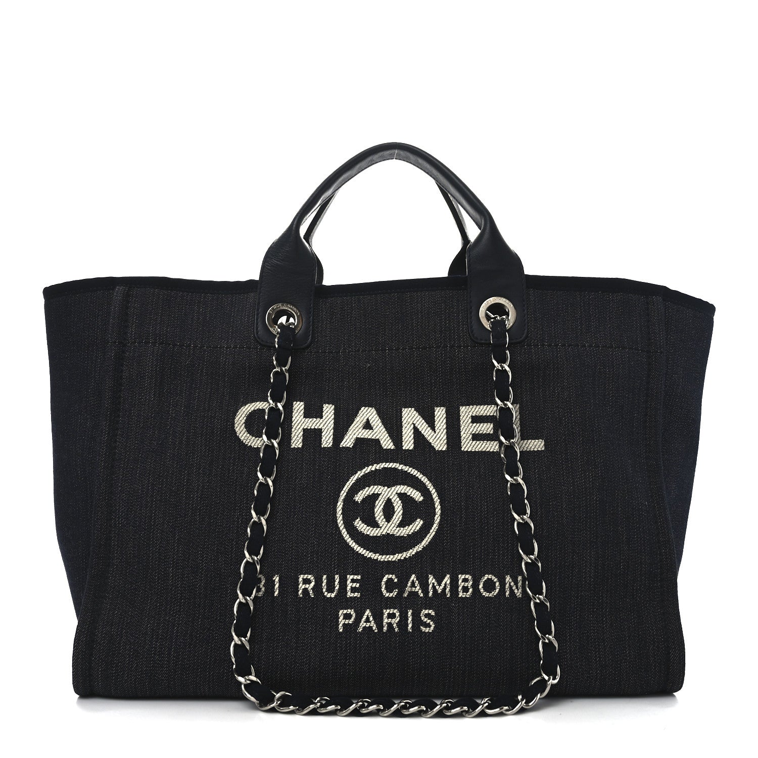 Chanel Denim Large Deauville Tote Dark Blue 8 of 10