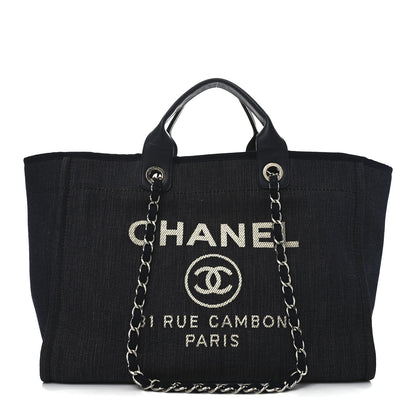 Chanel Denim Large Deauville Tote Dark Blue 8 of 10