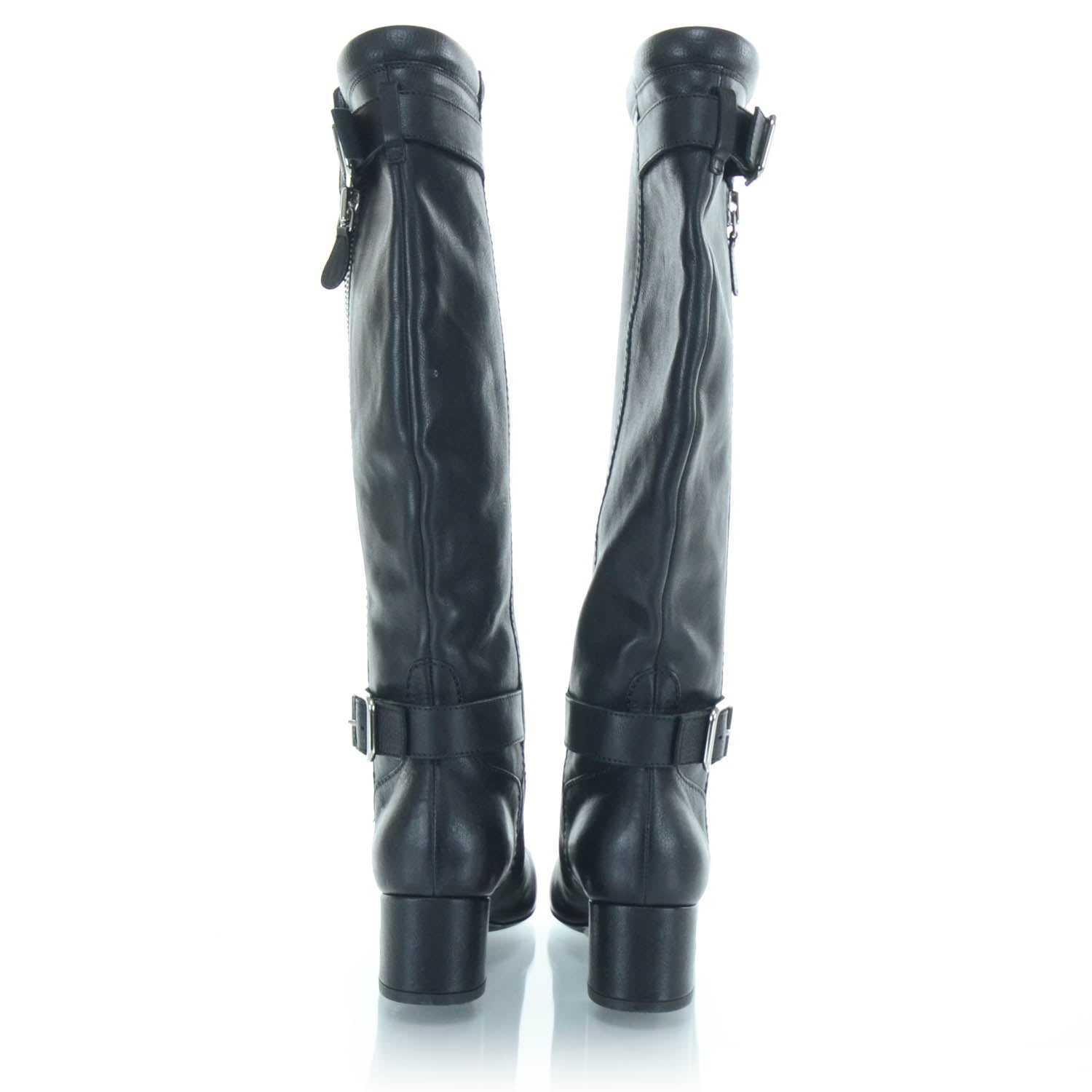 Chanel Leather Tall Riding Boots 35 Black 3 of 7