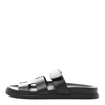 Hermes Calfskin Womens Chypre Sandals 39 Black 1 of 9