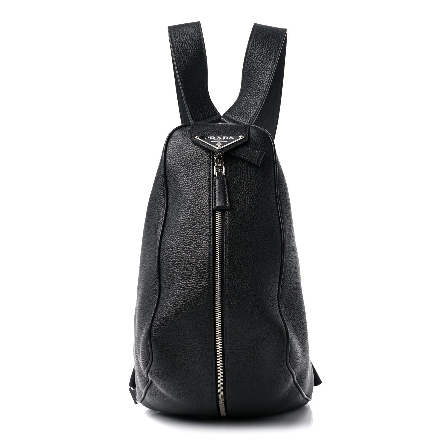 Prada Vitello Daino Triangle Backpack Black 1 of 8