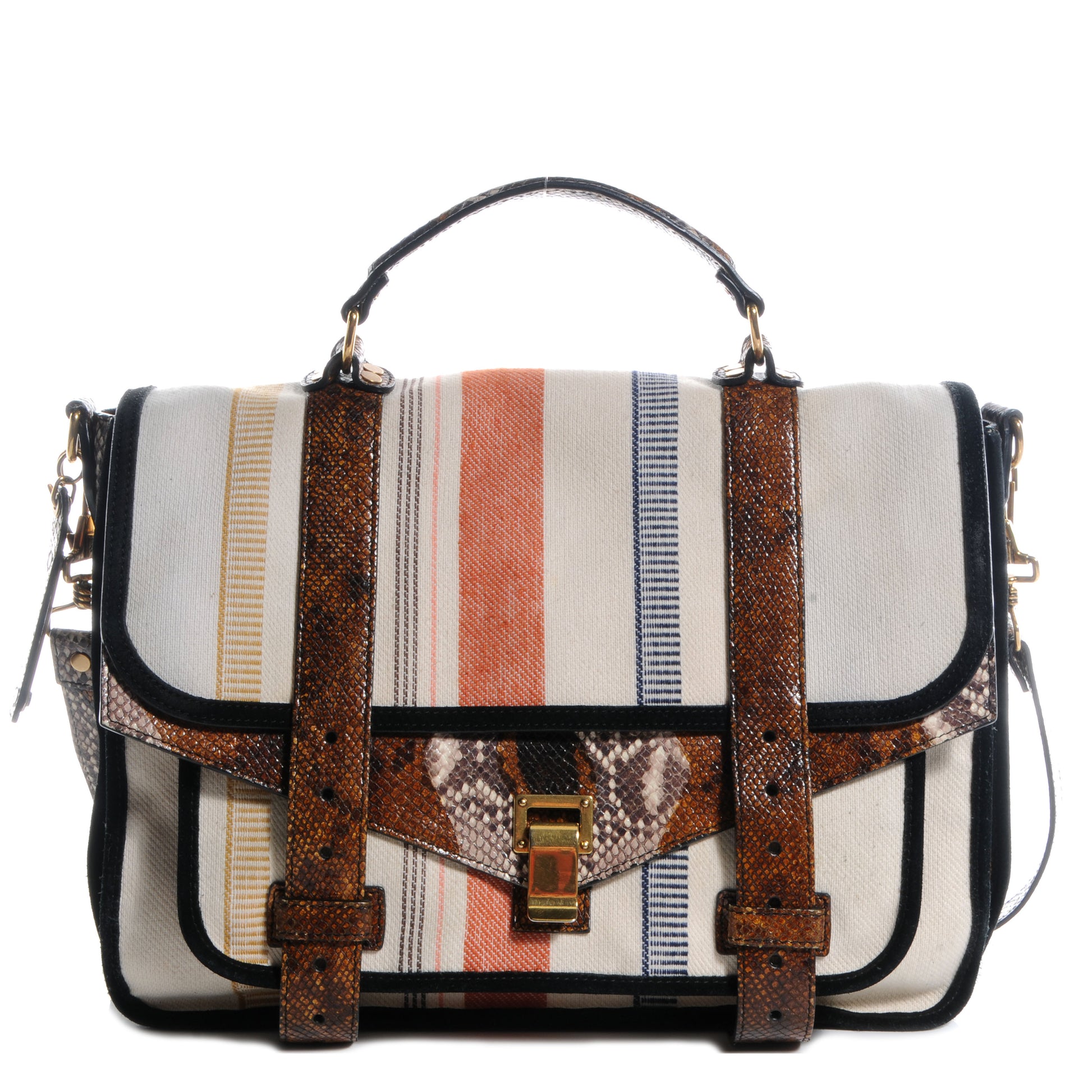 Proenza Schouler Canvas and Printed Python PS1 Large Satchel 1 of 13