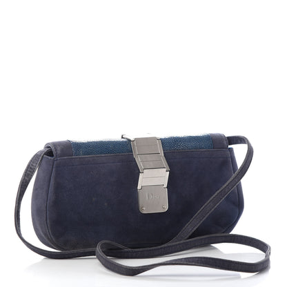 Christian Dior Stingray Suede Double Saddle Bag Blue 3 of 11