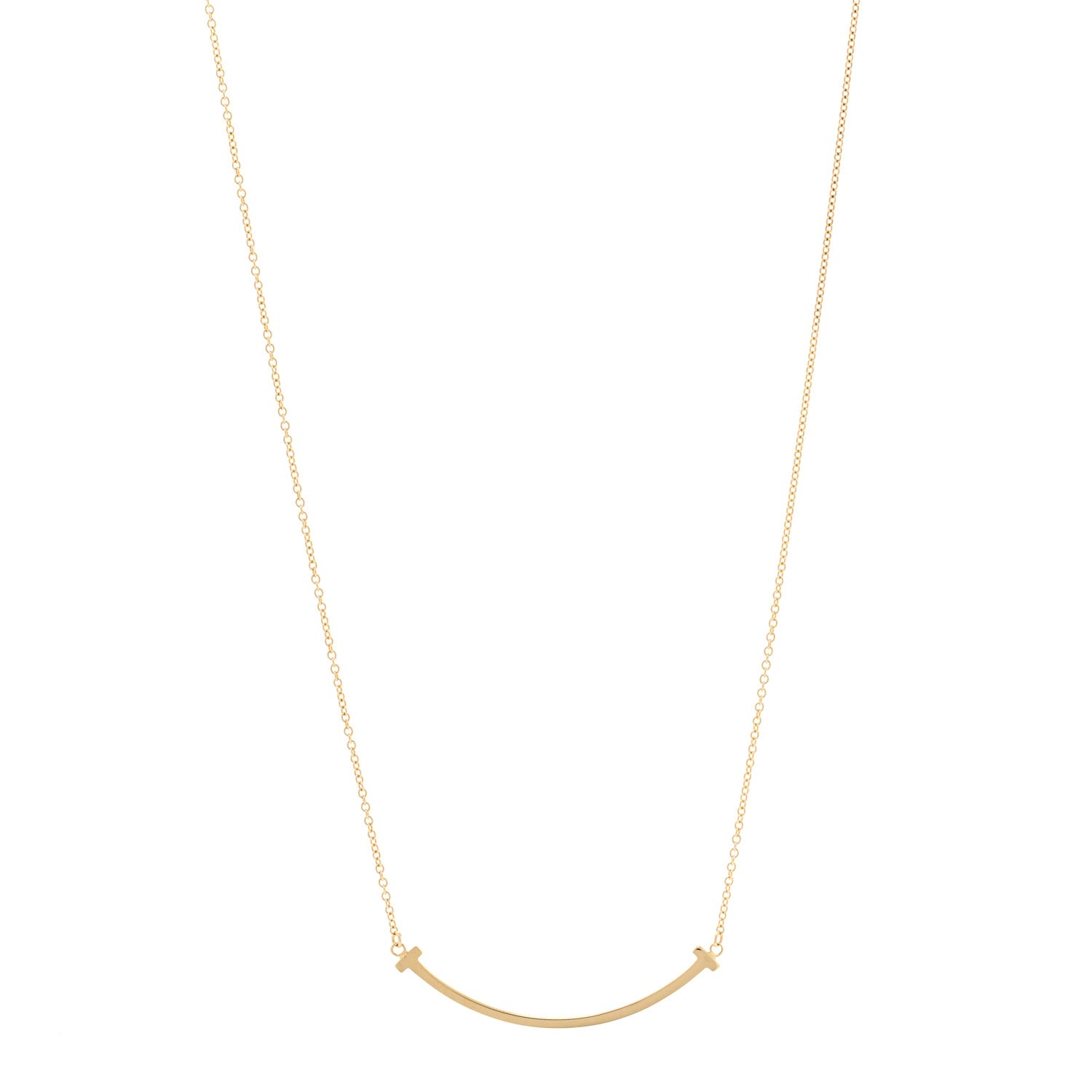 Tiffany 18K Yellow Gold Small T Smile Pendant Necklace 1 of 4