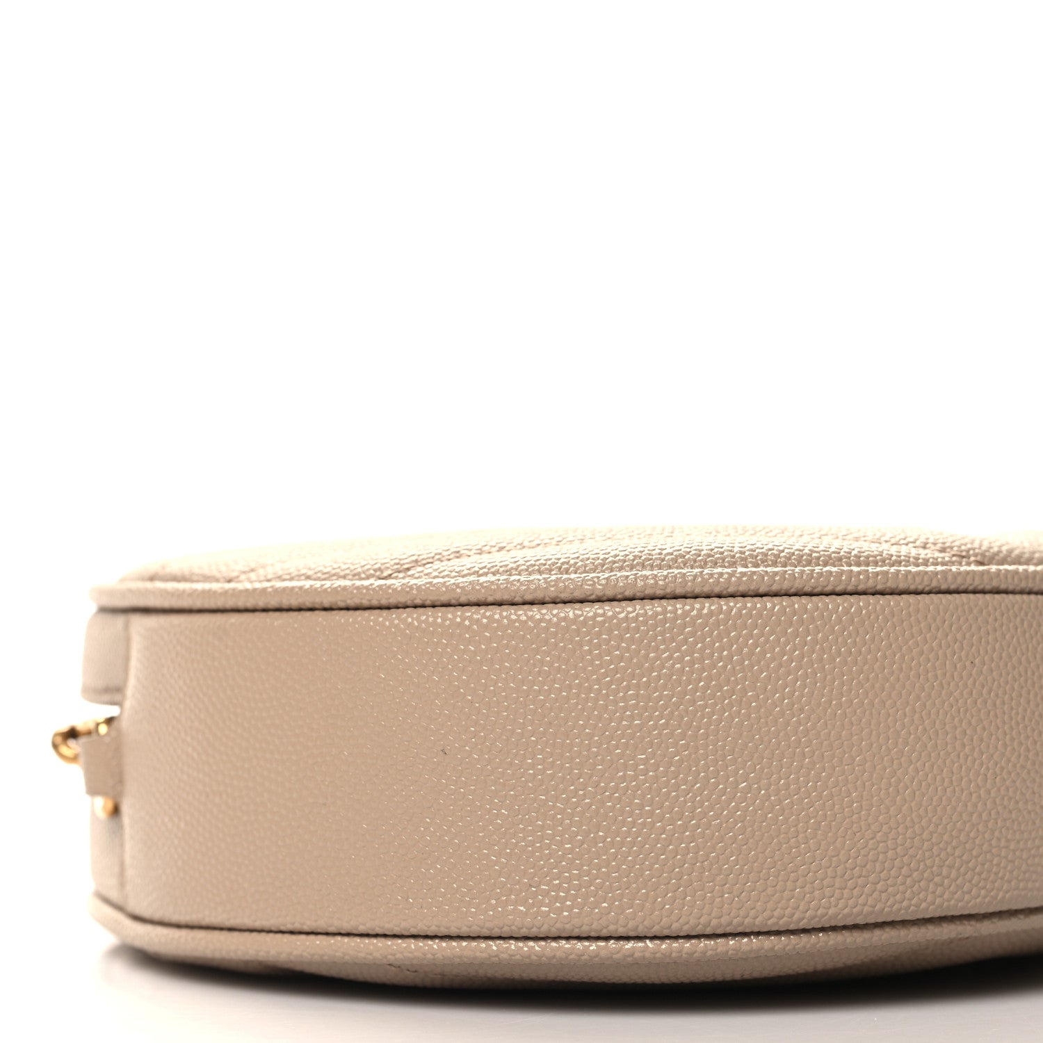 Saint Laurent Grain De Poudre Matelasse Chevron Quilted Round Vinyle Camera Bag Dark Beige 9 of 11