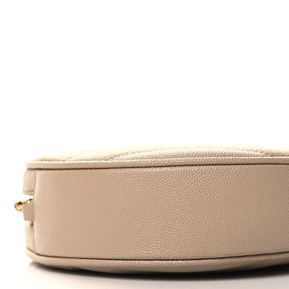 Saint Laurent Grain De Poudre Matelasse Chevron Quilted Round Vinyle Camera Bag Dark Beige 9 of 11