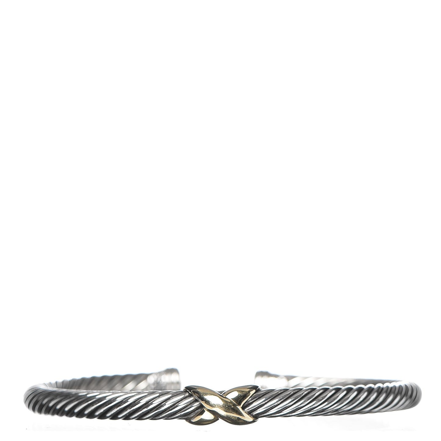 Sterling Silver 14K Yellow Gold 5mm X Station Cable Bracelet