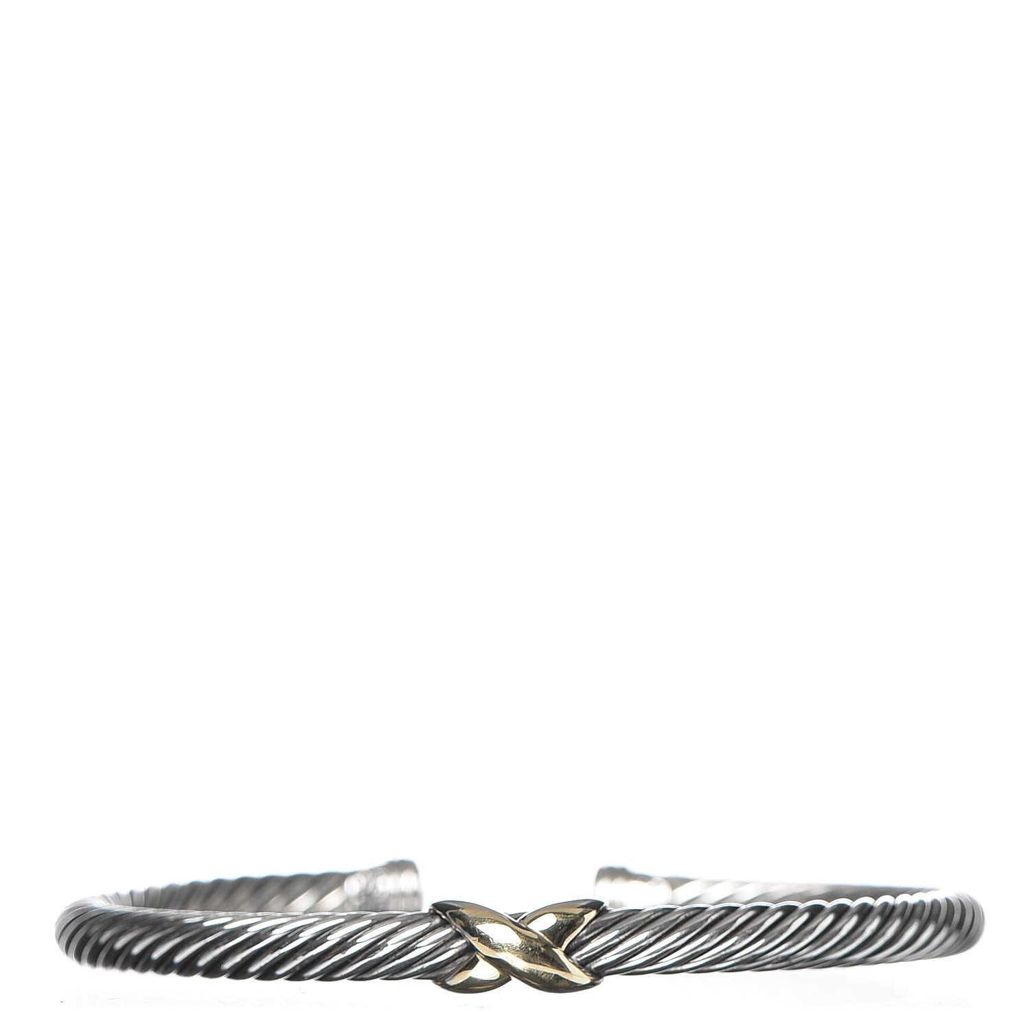 David Yurman Sterling Silver 14K Yellow Gold 5mm X Station Cable Bracelet 1 of 4