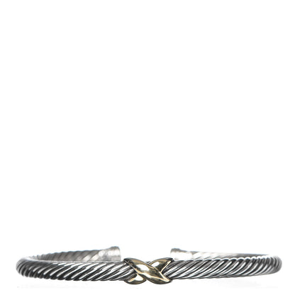 David Yurman Sterling Silver 14K Yellow Gold 5mm X Station Cable Bracelet 1 of 4