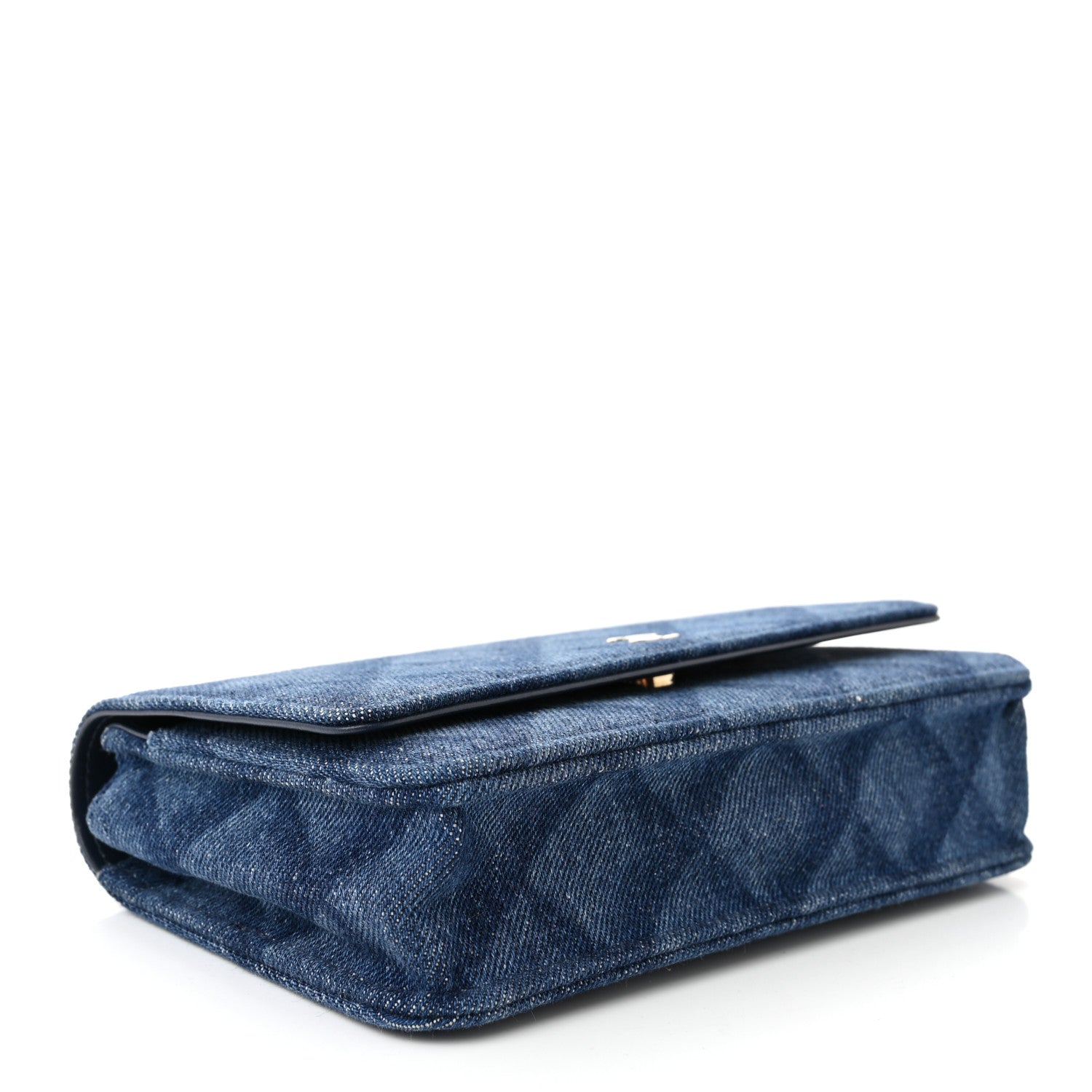 Chanel Denim Printed Wallet On Chain WOC Dark Blue 4 of 11