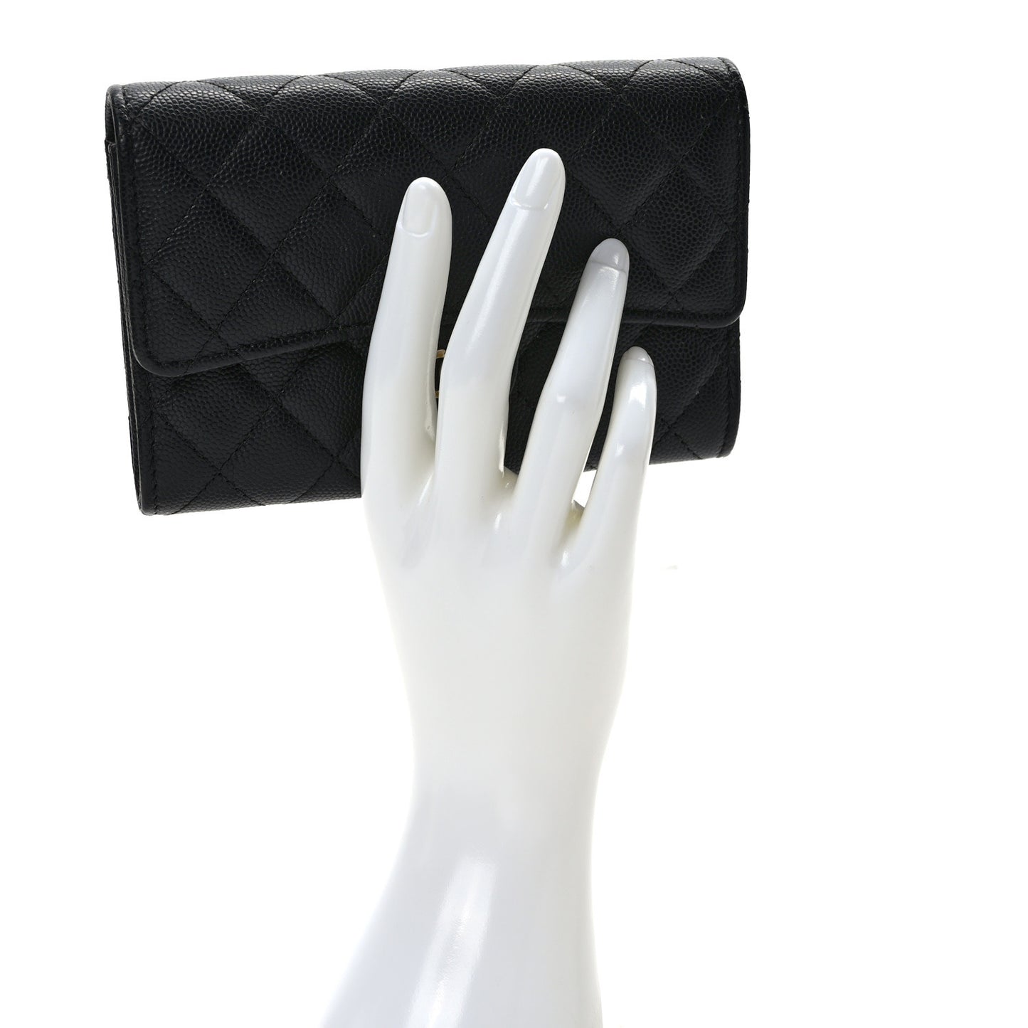 Caviar Quilted Medium Flap Wallet Black