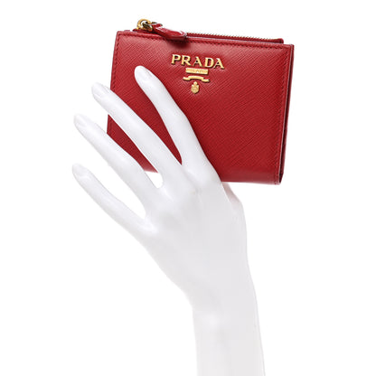 Prada Saffiano Zip Top Compact Wallet Fuoco 2 of 10