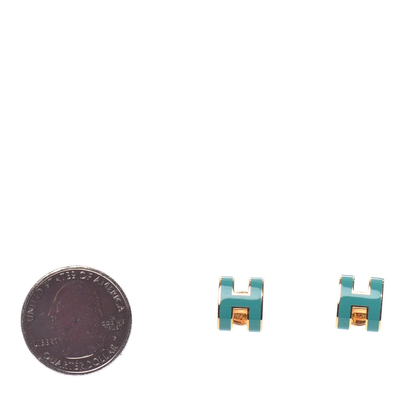 Gold Lacquered Pop H Earrings Turquoise